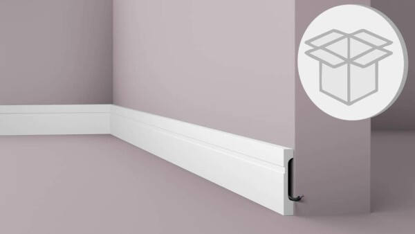 1 box = 22 m, 11er Box, FD11 flat profiles of NMC, baseboard particularly hard, from HDPS, primed, painted over, fully recyclable