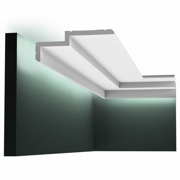 Orac Decor MODERN Steps, C 391 Stuckleiste extrem maßhaltig, Profilleiste für Decke vorgrundiert, Zierleiste aus Polyurethan-Hartschaum, Maße: 200x6x16 cm