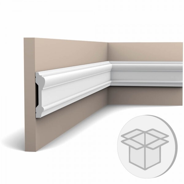 1 Karton = 16 m, 8er Stuckleisten Box flexible Wandleiste P 9010 F flexible Wandleiste, Profilleiste vorgrundiert, Maße einer Leiste: 200x9,1x3 cm