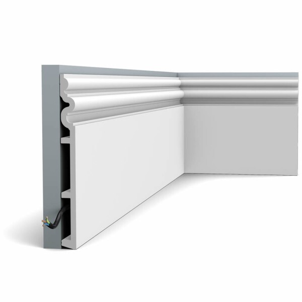 Orac Decor, SX193 profile strip extremely dimensionally accurate, skirting board pre-primed, decorative strip made of Duropolymer, dimensions: 200 x 2.2 x 25 cm. Suitable for wet rooms such as the bathroom, shower and kitchen with the appropriate adhesive. Particularly shockproof and scratch-resistant. Gamorous design for an elegant room ambience.