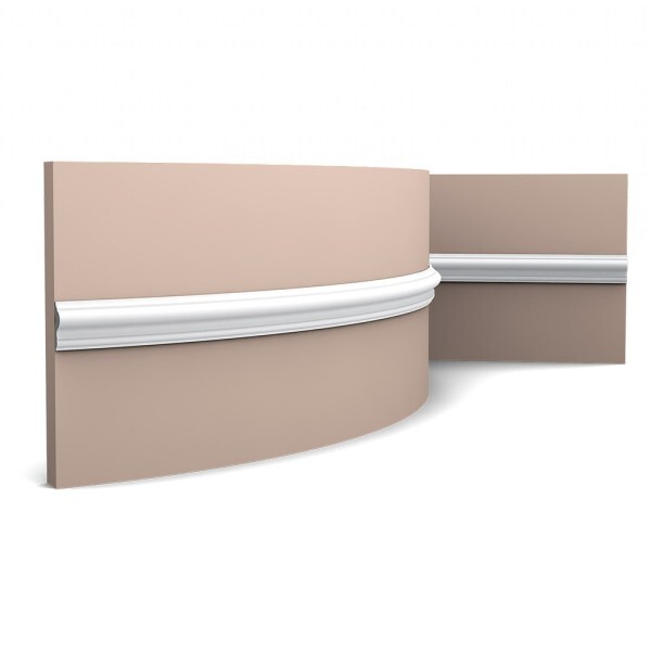 Eine flexible Wandleiste von Orac Decor PX 201 F, bereits vorgrundiert, aus hochwertigem flexiblem Polyurethan für die Wandgestaltung, Maße: 200x2,5x 0,9cm