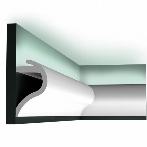 Eckleiste C 364 - Wave Stuckleiste extrem maßhaltig, Profilleiste für Decke vorgrundiert, Zierleiste aus Polyurethan-Hartschaum, Maße: 200x14x8 cm